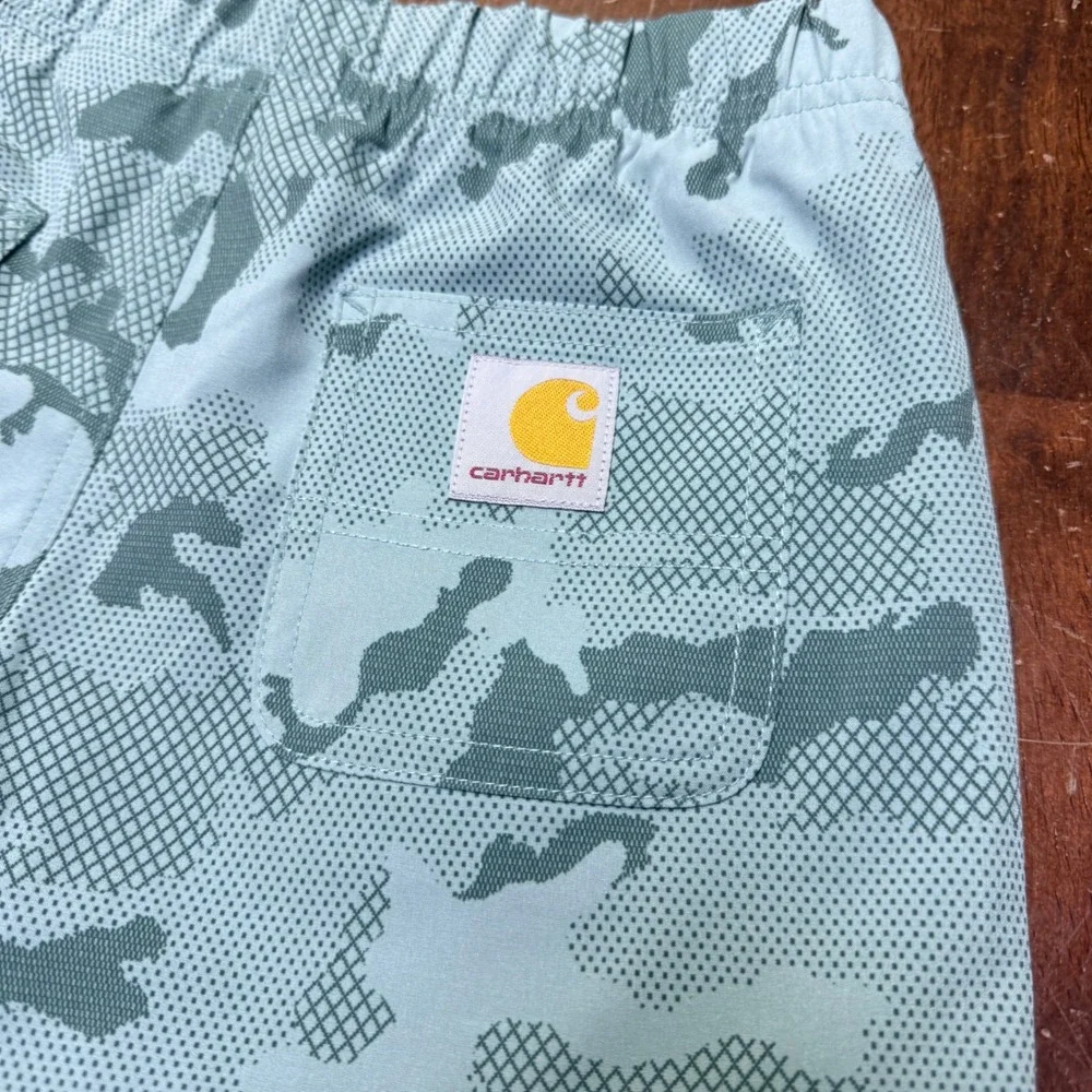 Carhartt Rugged Flex‎ Camo Shorts Kids 6X Teal Lightweight BS9307